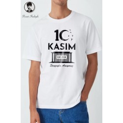 10 Kasım Rahmetle Anıyoruz Tişörtü - İğneli Rozet Hediyeli