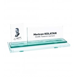 Atatürk Simgeli Masaüstü Cam İsimlik