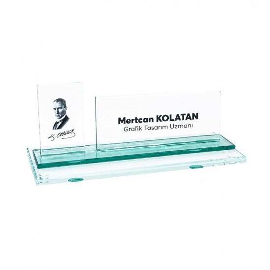 Atatürk Simgeli Masaüstü Cam İsimlik Atatürk Simgeli Masaüstü Cam İsimlik