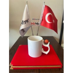 Porsleen Basketbol Top Saplı Beyaz Bardak