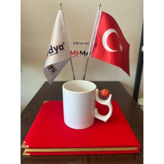 Porsleen Basketbol Top Saplı Beyaz Bardak Porsleen Basketbol Top Saplı Beyaz Bardak