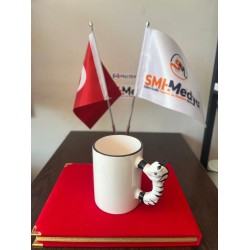 Porselen Zebra Desen Saplı Beyaz Kupa Bardak