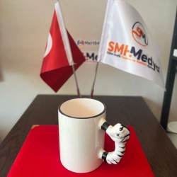 Porselen Zebra Desen Saplı Beyaz Kupa Bardak