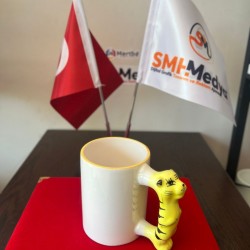 Porselen Kaplan Desen Saplı Beyaz Kupa Bardak