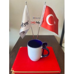 Kaşıklı İçi ve Kulpu Lacivert Kupa Bardak